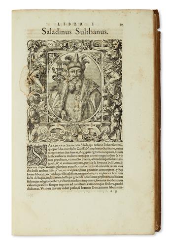 GIOVIO, PAOLO. Elogia virorum bellica virtute illustrium. 1575 + Elogia virorum literis illustrium. 1577